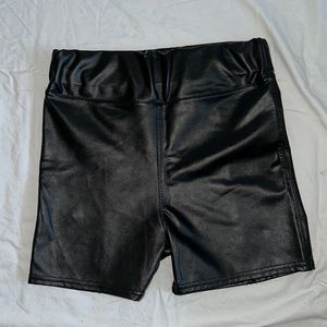 Faux leather spandex shorts